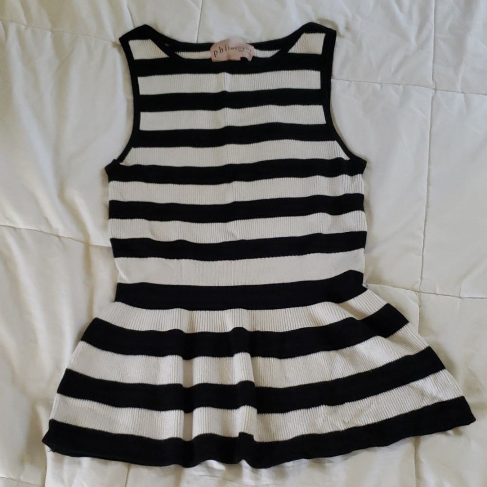 Philosophy striped sleeveless sweater sz L